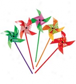 Set Of 5 Classic Colorful Pinwheels