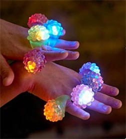 Set Of 8 Underwater Flashing Jelly Finger Rings