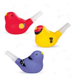 Determined Of Three 3" Colorful Mini Tweets Bird Whistles