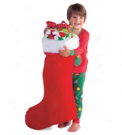 Super-sizex Red Velveteen Stocking Attending White Fur Cuffbuy 2 Or More At $12.98 Each