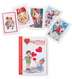 Vintage Valentine Postcard Book, Set Of 30