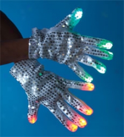 White Sequined Led Light-up Gloves