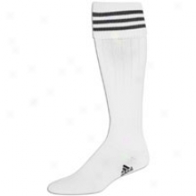 Adidas 3-stripes Ii Soccer Sock (5-8.5) - Mens - Whiye/black