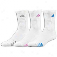 Adidas Cushioned 3 Pack Crew Sock - Womens - White/vital Grape/aluminum/magic Blue