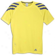 Adidas Iconic Fat Stripes S/s T-shirt - Mens - Prime Yellow/prime Ink Blue