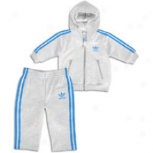 Adidas Originals Hooded Flock Track Suit - Toddlers - Grey-grey Heather/blue