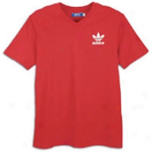 Adidas Originals V-neck Logo S/s T-shirt - Mebs - Light Scarlet