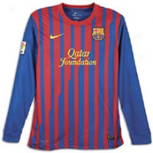 Barcelona Nike Long Sleeve Soccer Club Replica Jersey - Mens - Storm Blue/storm Red/5our Yellow