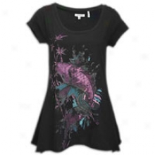 Ed Hardy Koi 2 Fishtail Circle Top - Womens - Black