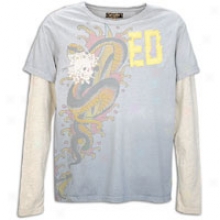 Ed Bold Cranium And Roses Canvas Appl Dbl Slvt-shir - Mens - Heather Grey