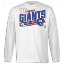 Giants Reebok Nfl Gridiron Champ L/s T-shirt - Mens - White