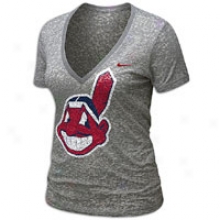 Indians Nike Mlb Burnout T-shirt - Womens - Slate Heather