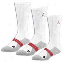 Jordan Crew 3 Pack Sock - Mens - White/varsity Red/matte Silver/black