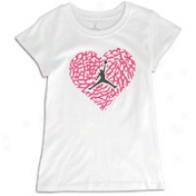 Jordan Elephant Heart T-shirt - Big Kids - White/pink