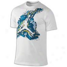 Jordan Jumpman Abstract T-shirt - Mens - White/green Abyss/current Blue