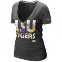 Lsu Nike College Tie-dye Logo V-neck T-shirt - Womens - Black Heather