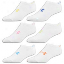 Moretz Heatgera Neon No Show 6pk - Womens - White/assorted