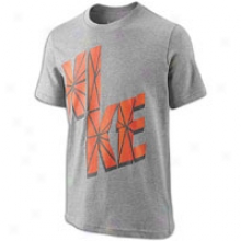 Nike Cracked City ~ S/s T-shirt - Big Kids - Grey Heather/team Orange