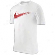 Nike Dri-fit Swoosh T-shirt - Mens - White/dark Grey Heather/varsity Red