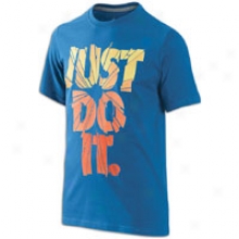 Nike Just Do It Shatter S/s T-shirt - Big Kids - Storm Blue/team Orange