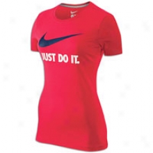 Nike Just Do It Swoosh S/s T-shirt - Womens - Scarlet Fire/loyal Blue