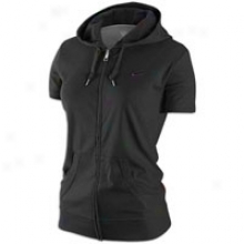 Nike Lightweight Jersey S/s F/z Hoodie - Womens - Black