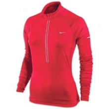 Nike L/s Denier Half-zip Top - Womens - Scarlet Fire/reflective Silver