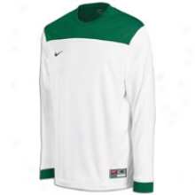 Nike L/s Shoot Around Ii Shirt - Mens - White/dark Green/dark Green