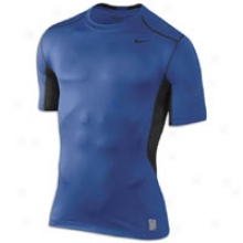 Nike Pro Combat Hyercool Fitted S/s Crew - Mens - Varsity Royal/black