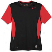 Nike Pro Combat Hypercool S/s Crew - Mens - Black/vwrsity Red