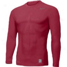 Nike Pro Combat L/s Basic Tight Crew - Mens - Team Maroon