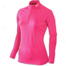 Nike Pro Core 1/2 Zip Head - Womens - Light Voltage Cherry/white