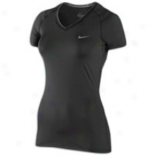 Nike Pro S/s V-neck Ii - Womens - Black/cool Grey