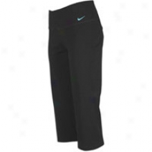 Nike Steady Dri-fit Cotton Capri - Womens - Black/tide Pool Blue