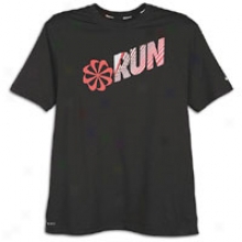 Nike Run T-shirt - Mens  -Black/reflective Silver