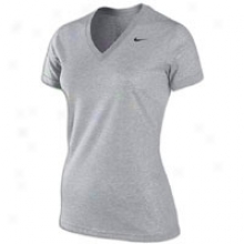 Nike Slim Fit Dri-fit Cotton V-neck T-shir - Womens - Dark Grey Heather/black