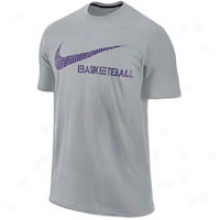 Nike Swoosh Basketball T-shirt - Mens - Wolf Grey/club Purple