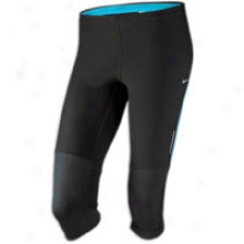 Nike Tech Capri - Womens - Black/neon Turquoise/reflective Silver