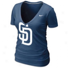 Padres Nike Mlb Deep V Burrnout T-shirt - Womens - Navy