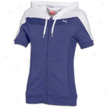 Puma Active S/s Full Zip Hoodie - Womens - Navy Blue/white