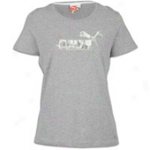 Puma Large Logo T-shirt - Womens - Athletic Grey Heather/white