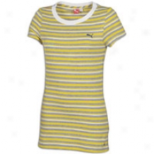 Puma Striped S/s T-shirt - Womens - Athletic Grey Heather