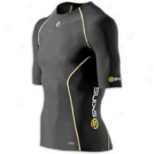 Skins A200 Compression S/s Top - Mens - Black/yellow