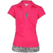 Southpole 2-fer Polo With Zebra Print - Womens - Shocking Pink