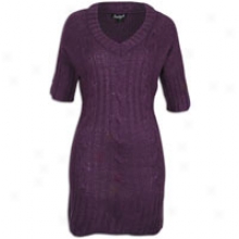 Southpole Acrylic Sweater Dress W/ Cowl Nk Scarf - Womens - Dark Purple