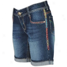 Southpole Bermuda Short W/ Multicolor Stitching - Womens - Dark Gravel Blue