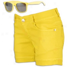 Southpole Bermuda Shorts W/ Free Sunglasses - Womens - Lemon Yellow