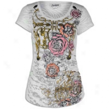 Southpole Burn Out Scoop Neck S/s T-shirt - Womens - White