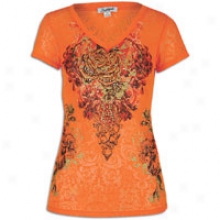 Southpole Burn Out V-neck S/s T-shirt - Womens - Tangerine