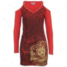 Southpole Protracted Sleeve Off Projection Dress - Womens - Red